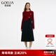 歌莉婭 紅色套裝春新品法式兩件套毛織小外套針織背心裙1E1CAC760 00B黑色 S