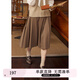 紫涵（ZIHAN）紫涵格紋中長(zhǎng)款百褶裙女秋季學(xué)院風(fēng)高腰顯瘦A字半身裙子 咖色 S