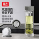 富光男士雙層玻璃杯大容量辦公室泡茶杯茶水分離耐高溫家用車(chē)載水杯子 高級灰【雙層高硼硅玻璃】400ml