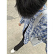 魯雅爾cleanfit藍(lán)格子襯衫男夏季休閑高街潮牌長袖襯衣美式痞帥上衣外套 藍(lán)色 XL