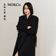 MO&Co.【秦嵐同款】大衣綿羊毛毛呢外套墊肩長(zhǎng)款附腰帶MBD4OVC002 黑色 M /165