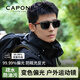 CAPONI變色偏光太陽(yáng)鏡男士墨鏡運動(dòng)眼鏡騎行登山跑步戶(hù)外護目鏡防紫外線(xiàn) 砂黑框黑紅腿-淺灰變灰片