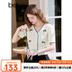 百圖betu女裝2025夏季新款毛針織衫V領(lǐng)精致提花立體蝴蝶結(jié)毛衫2503T11 米白 M