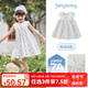 JELLYBABY兒童法式外翻領(lǐng)公主裙2025新品女童韓系純棉連衣裙夏款寶寶中長(zhǎng)裙 白底碎花 90 CM