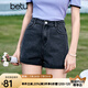 百圖betu女裝夏季新款牛仔褲高腰百搭顯瘦多色牛仔短褲女2305T54 深灰 M