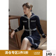 獨(dú)束大碼女裝減齡海軍領(lǐng)連衣裙女冬季新款胖mm顯瘦針織裙 黑色 L