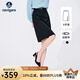 Navigare意大利小帆船純色半身裙女士春季時(shí)尚開(kāi)衩五分裙通勤百搭A(yù)字裙女 暗夜黑 M
