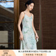 香影綠色印花暈染吊帶連衣裙女2025夏裝新款高級感顯瘦v領(lǐng)內(nèi)搭裙 青瓷綠 M 160/84A/95-110斤