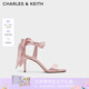 CHARLES&KEITH一字帶緞面蝴蝶結(jié)綁帶高跟涼鞋子女鞋生日七夕禮物CK1-61720177 粉紅色Pink 37