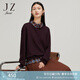 玖姿（JUZUI）休閑假兩件套頭衛(wèi)衣女裝秋款格紋襯衫領(lǐng)羅紋單上衣 紫色系 L