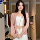 JAVC針織開衫女春裝2025年新款寬松軟糯內(nèi)搭打底衫薄款春秋毛衣外套女 花暗粉 M 95-105斤