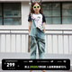 little MO&Co.童裝夏裝男童女童純棉牛仔褲背帶褲兒童連體褲褲子 牛仔藍色2 155 155/64