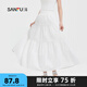 三福長裙2025夏季三層分割拼接韓版蛋糕裙半身裙女裝497602 白色 S