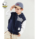 史努比史努比兒童連帽馬甲2025秋季新款男女童條紋純色上衣中小童百搭潮 G08藏青 130