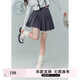 紫涵（ZIHAN）紫涵蝴蝶結高腰百褶裙女秋季甜美學(xué)院風(fēng)網(wǎng)紗A字半身短裙 深灰 L
