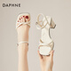 達(dá)芙妮（DAPHNE）七夕粗跟一字帶涼鞋女外穿2025夏季新款透氣高跟鞋仙女風(fēng)夏天夏鞋 米色 37 標(biāo)準(zhǔn)碼