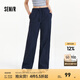 森馬【防曬UPF50+】休閑褲女涼感闊腿褲25夏季一褲兩穿褲子 深藍80839 L