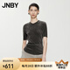 JNBY/江南布衣春夏新品T恤女彈力修身簡(jiǎn)約基礎(chǔ)款絲絨感5X4110040 201/暗咖 S