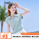 百圖betu女裝2025夏季新款T恤衫休閑運(yùn)動(dòng)舒適棉感夏裝短袖上衣2506T07 淺蘭 L