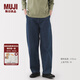 無印良品（MUJI）女式木棉混牛仔寬版錐形褲女款褲子25年春季丹寧回潮女裝 藍色 BE1XLA5S M (160/66A)
