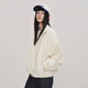樂(lè )町小彩盾休閑抽繩外套秋季新款打褶設計寬松可立領(lǐng)繡標外套 骨白米（現貨） L