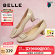 百麗（Belle）方扣高跟鞋女商場同款氣質(zhì)單鞋B1344CQ3 羊皮-杏色 35 (225mm)