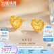六福珠寶七夕禮物 足金愛心黃金耳釘女款時尚閃耀心形耳飾計價 約2.03克