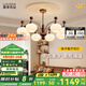 鹿家良品（LUUGAA）復(fù)古柿子客廳吊燈護(hù)眼中古風(fēng)新中式餐廳燈臥室燈客廳大燈主燈具 【薦】全光譜8頭三色光72W
