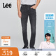 Lee【張凌赫代言】涼涼褲商場(chǎng)同款25新品709修身錐形男輕薄牛仔褲 黑灰色 33