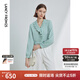 朗姿v領(lǐng)荷葉邊設(shè)計(jì)感上衣襯衣女春春季通勤高級(jí)感氣質(zhì)長袖襯衫 水綠色 2XL