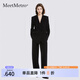 MeetMetro瑪依爾時尚套裝女2025春季新款職場通勤黑色西服兩件套 黑色【現(xiàn)貨閃電發(fā)】 S