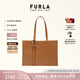 芙拉（FURLA）【七夕禮物】NUVOLA牛皮大號(hào)女士大容量上班通勤手提包輕奢托特包 棕色
