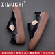 希慕馳（XIMUCHI）品牌新款男鞋透氣平板鞋牛皮鞋子男小眾真皮拼接休閑鞋厚底增高鞋 黑色平底款 42 標準皮鞋尺碼