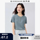 佐丹奴短袖T恤女彈力坑條亨利衫心形紐扣復(fù)古亨利領(lǐng)上衣05325467