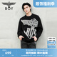 BOY LONDON【水墨之影】秋冬毛衫男女同款老鷹保暖黑色休閑針織衫N60002 黑色 M