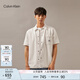 Calvin KleinJeans春夏男士潮流復(fù)古ck經(jīng)典布標(biāo)貼袋純棉短袖牛仔襯衫J325774 1AA-牛仔白 M