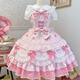 閃動少女（SHANDONGSHAONV）Lolita洋裝可愛jsk吊帶洛麗塔連衣裙夏天 粉色jsk吊帶裙+背后蝴蝶結(jié) S (90斤以下)