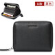 稻草人卡包男頭層牛皮拉鏈個(gè)性卡包多卡位小零錢(qián)包大容量多功能卡套 D款-橫版黑色
