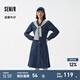 森馬森柔牛仔|牛仔連衣裙女披肩氣質(zhì)學(xué)院工裝風(fēng)春港味中長裙 牛仔深藍88301 XL 170/92A