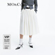 MO&Co.春秋中腰寬松A字廓形傘擺半身裙(附腰帶)摩安珂 本白色 S 160