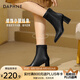 達(dá)芙妮（DAPHNE）官方 白色短靴女2025新款秋冬法式高跟瘦瘦靴子氣質(zhì)百搭馬丁靴女 黑色【7CM高跟款】 37