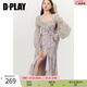 DPLAY2025夏季紫色連衣裙女海邊度假沙灘裙雪紡設(shè)計感碎花裙長裙 紫調(diào)印象花園-長款 M