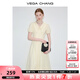 VEGA CHANG泡泡袖連衣裙女2025夏季新款收腰顯瘦高級感法式長(cháng)裙 杏仁黃 M