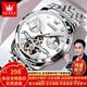 歐利時(shí)（OLEVS）瑞士認(rèn)證品牌手表男機(jī)械表鏤空全自動(dòng)男士手表多功能夜光防水男表 OLEVS-6703-鋼帶本白