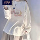矜持范春秋季新款長袖t恤女學(xué)生韓版寬松女裝ins時尚內(nèi)搭打底衫上衣服潮 長袖-056#月亮宇航員 XL 110-130斤