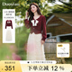 朵以（Duoyi）2025春季新款法式優(yōu)雅復(fù)古氣質(zhì)蝴蝶結(jié)上衣網(wǎng)紗裙蛋糕裙套裝 安可拉紅 M
