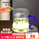 明尊（LIGHTKING）玻璃公道杯耐熱茶水分離杯玻璃茶漏分茶器功夫茶具配件CP'35 藍(lán)色 300ml