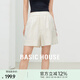 Basic House/百家好百搭純色短褲夏季新款女士松緊彈力收腰休閑褲 米色 M