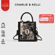 CHARLIE&KELLI CK品牌包包女包2025新款女生日禮物刺繡手提包單肩斜挎包手機(jī)包 刺繡黑色【京倉配送 贈(zèng)禮袋】