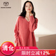 牧什羊絨衫女V領(lǐng)100%純羊絨毛衣女中長(zhǎng)款寬松針織打底衫厚慵懶DD428R 花玫紅 均 碼